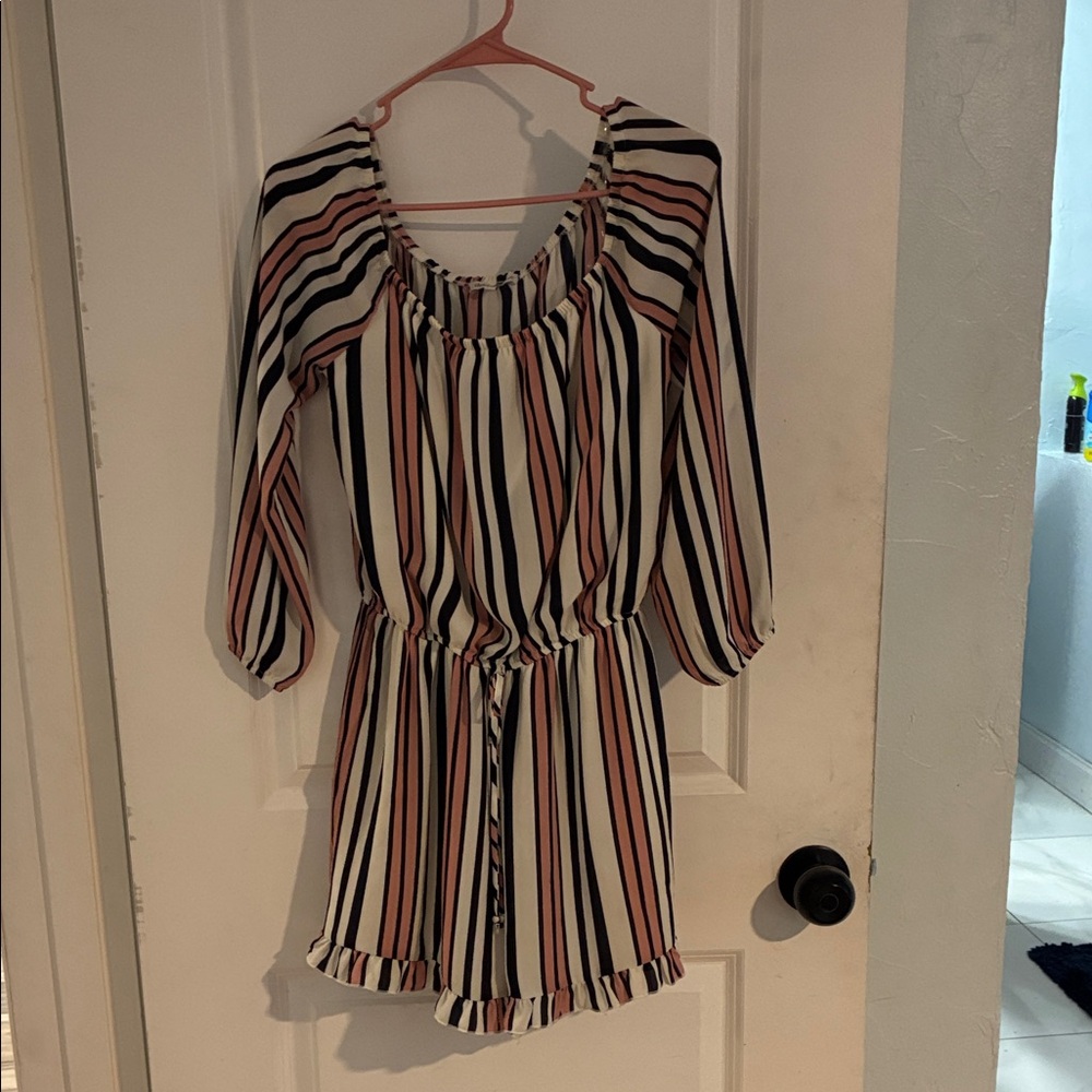 Charlotte Russe Striped Dress - Black, White, Pink